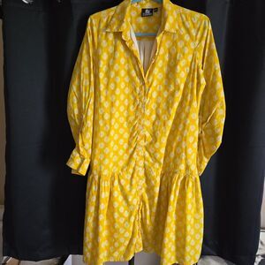 Madison Mathews Midi Dress 100% Cotton Drop Waist W/ Pockets! OS Medium, India